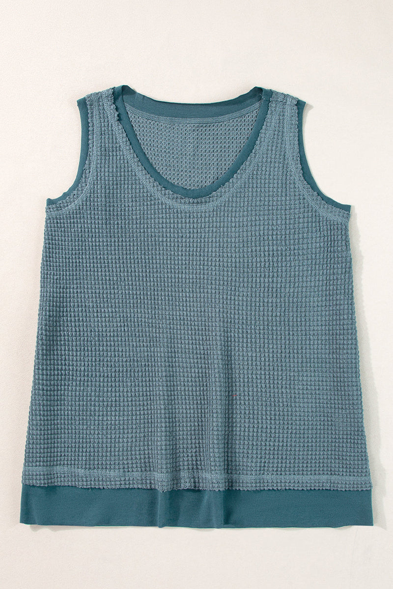 Birdie Scoop Neck Waffle Knit Flowy Tank