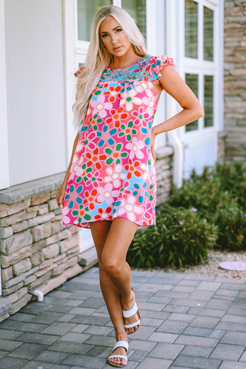 Della Ruffle Short Sleeve Floral Babydoll Dress