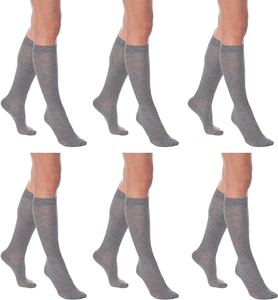 3 Pairs - Women's Knee High Socks Combed Cotton Over the Calf Long Socks