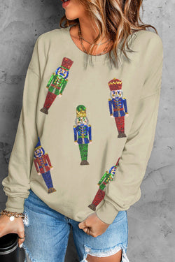 Willa Sequined Nutcracker Doll Casual Sweatshirt