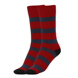 1 Pair - Cotton Crew Socks With Stripe Patterned Casual Socks