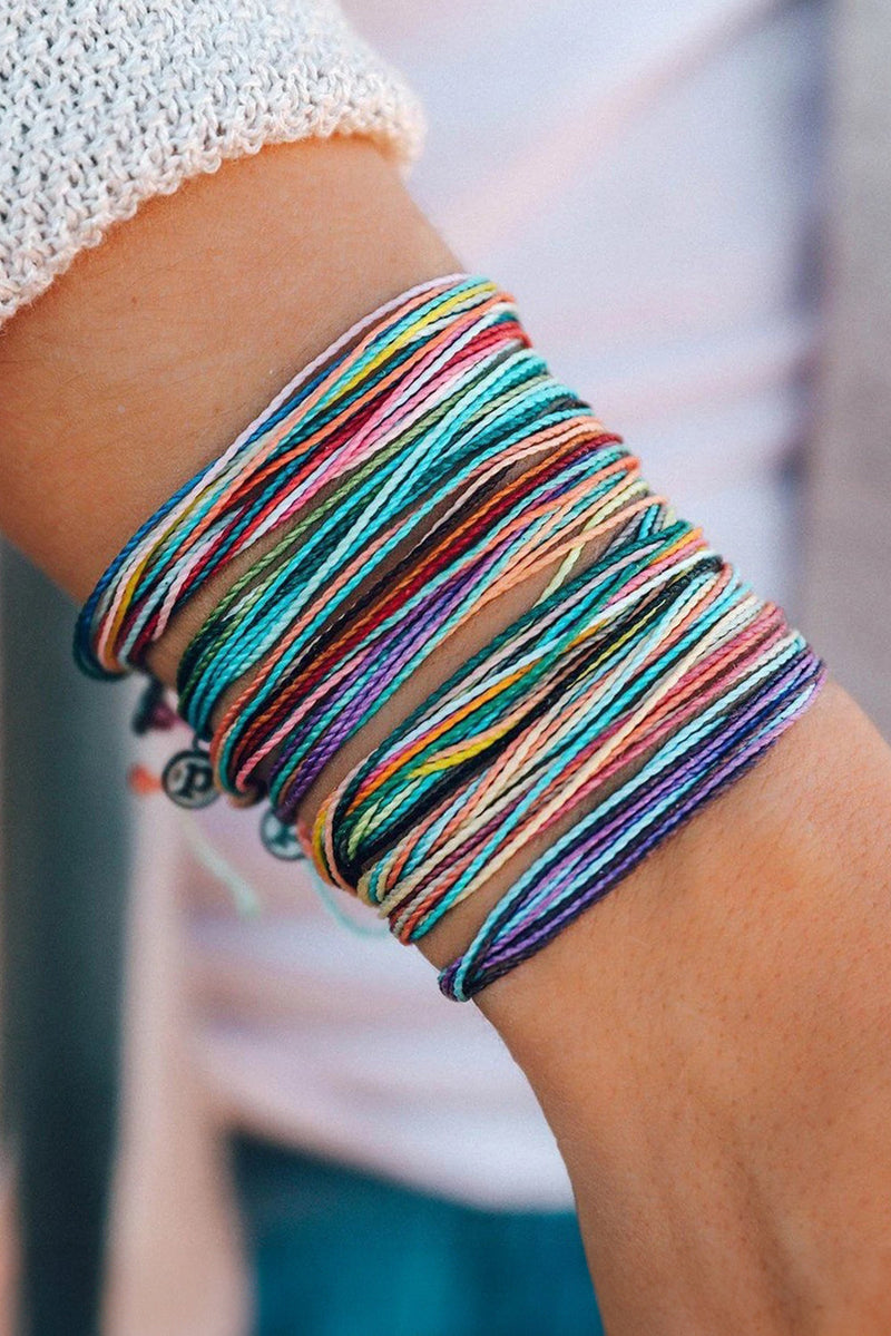 Multi Colors Wax Rope Woven Bracelet Set