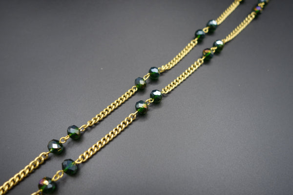 Glass Green Tone Sunglasses Chain