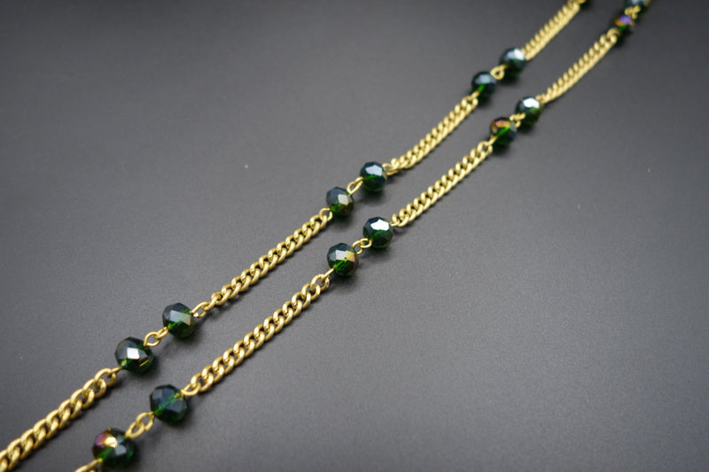 Glass Green Tone Sunglasses Chain