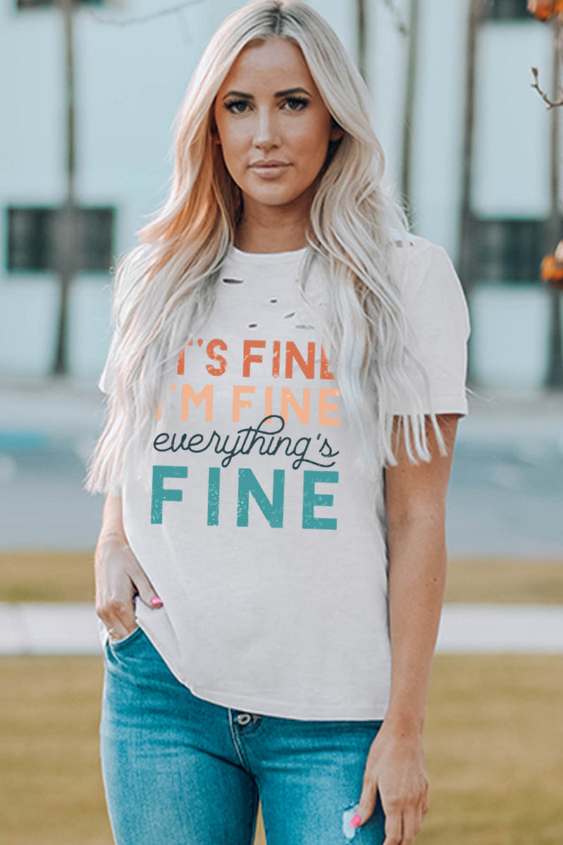 Everything Is Fine Graphic Distressed T Shirt