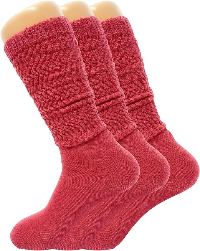 Women's Slouch Knee High Socks, 3 Pairs, Size 9-11, Soft and Breathable