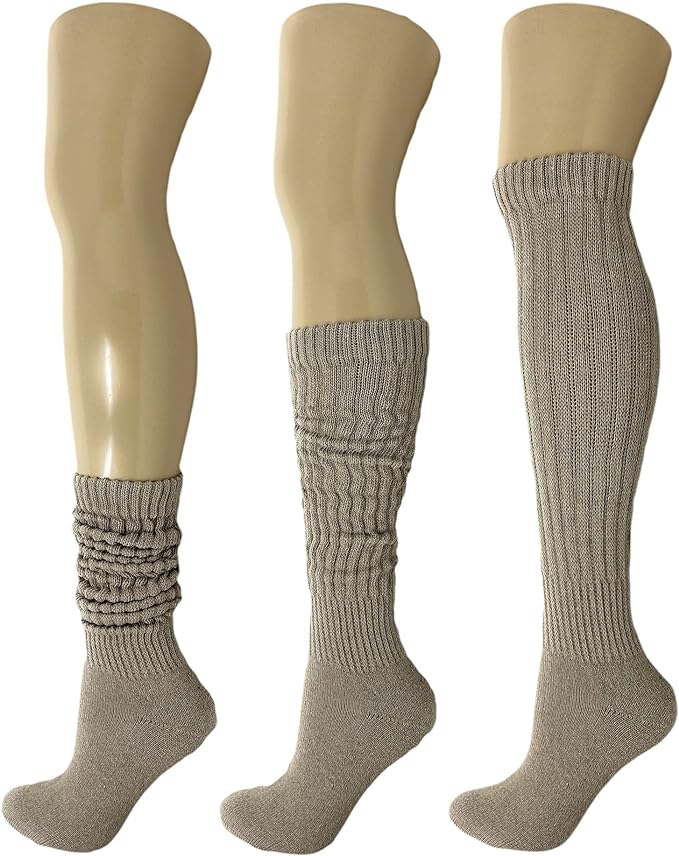 Cotton Slouch Boot Socks for Women Shoe Size 5-10 - 3 Pairs