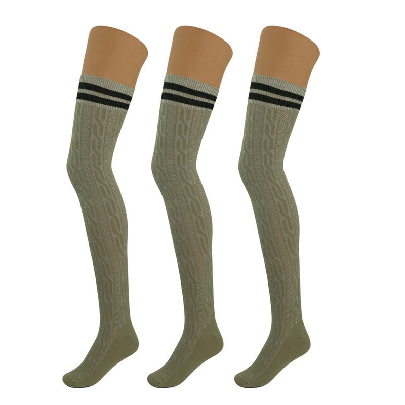 3 Pairs Over Knee Thigh High Socks for Women US Size 5-10 Warm Boot Stockings