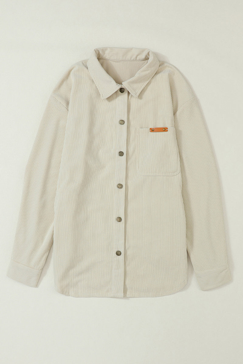 Corduroy Button Up Pocketed Shacket