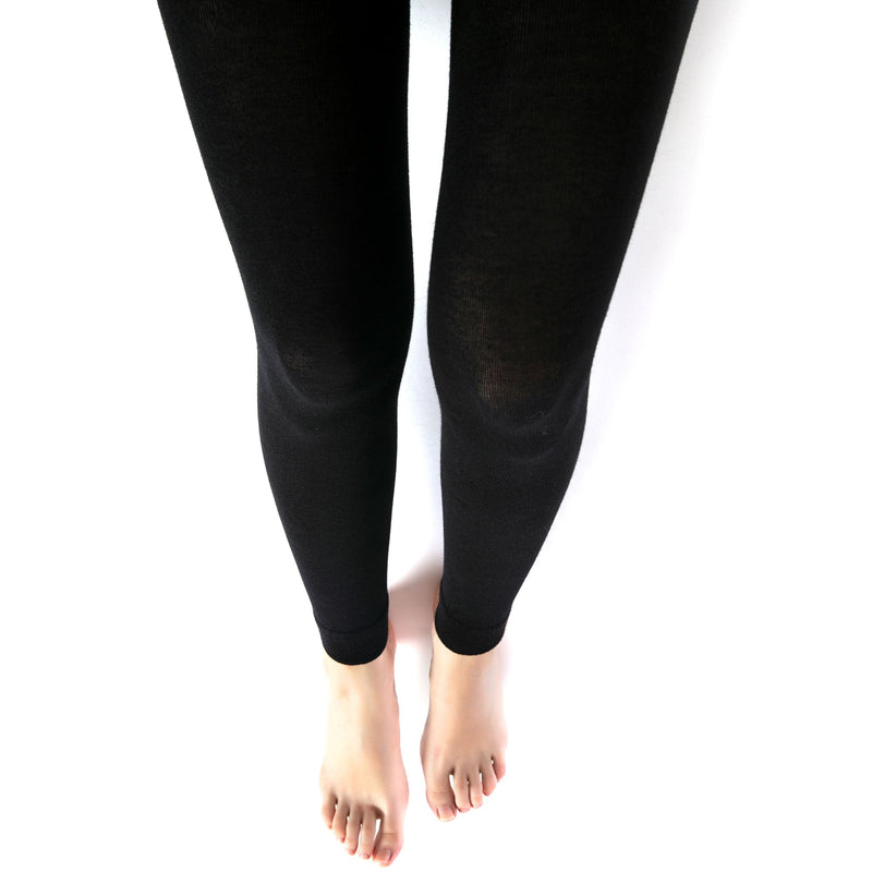 Black Thermal Leggings for Women Microfiber Soft Stretch Full Legging - S-M