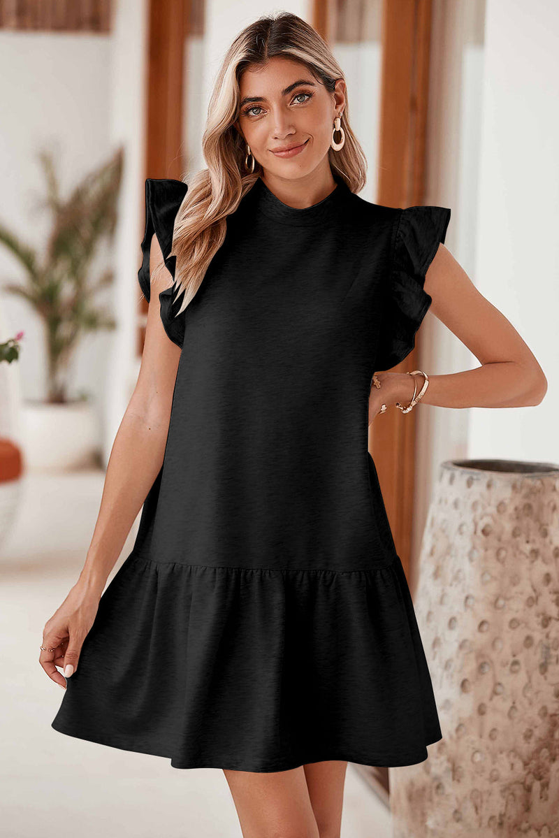 Baylor Flutter Sleeve Crew Neck Shift Dress