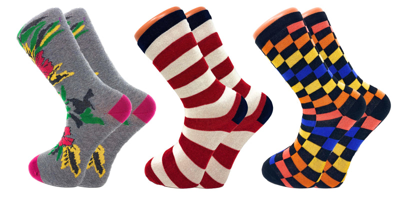 3 Pairs - Colorful Funny Socks Novelty Crazy Cotton Crew Dress Socks