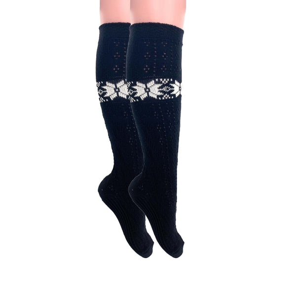 1 Pair Women's Cotton Knee High Knitted Lace Socks Size 5-10