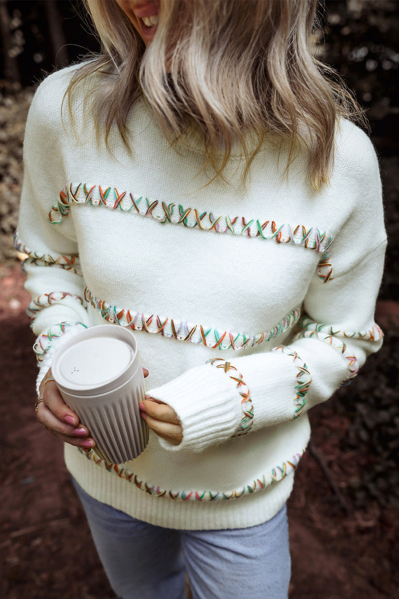 Braelyn Colorful Crossed Stitch Sweater