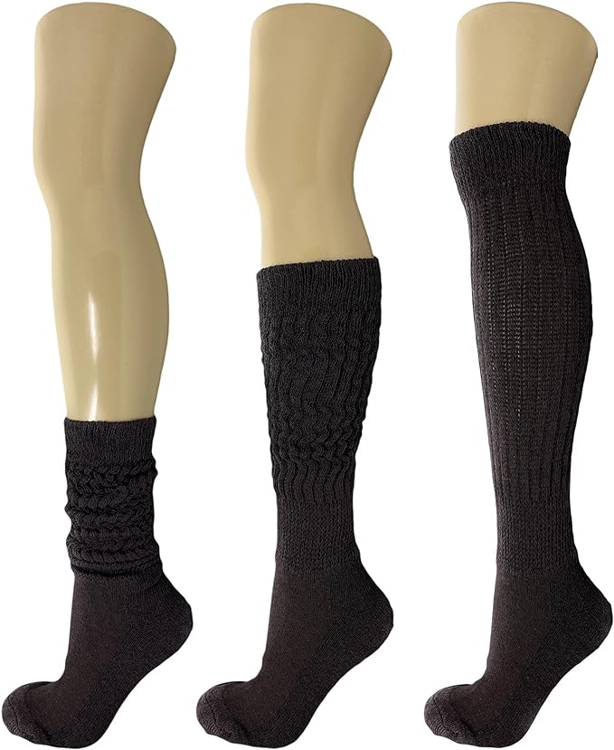 Cotton Slouch Boot Socks for Women Shoe Size 5-10 - 3 Pairs