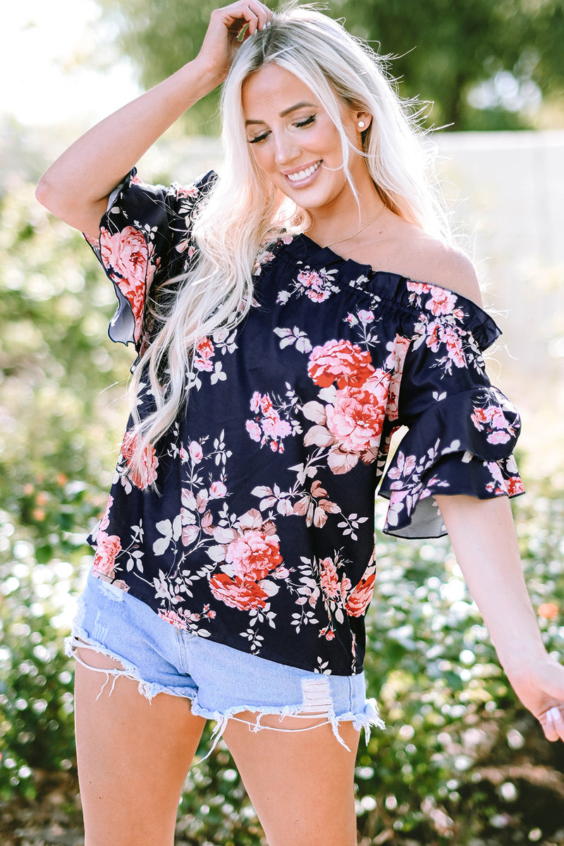 Savanna Ruffle Off Shoulder Flounce Sleeve Blouse