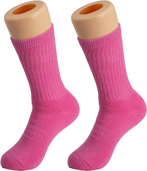 6 Pairs Women's Cotton Crew Socks Size 9-11 Smooth Toe Seam Breathable