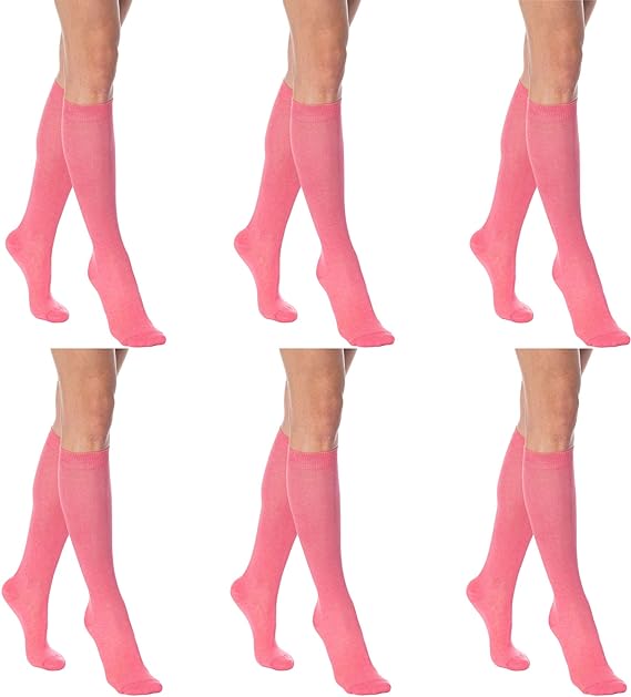 3 Pairs - Women's Knee High Socks Combed Cotton Over the Calf Long Socks