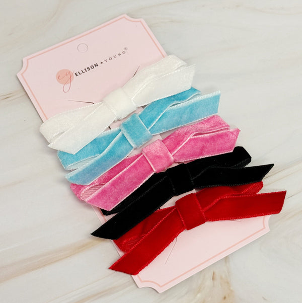 Adorable Velvet Bow Hair Clip Set of 5