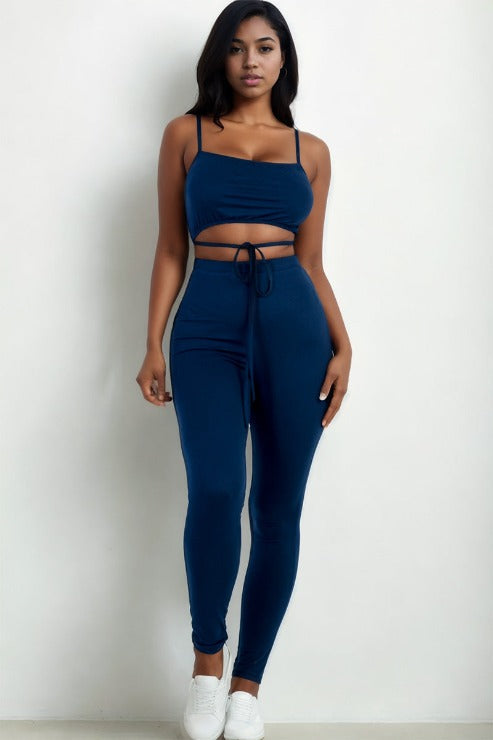 Solid Tie Front Cut Out Jumpsuit