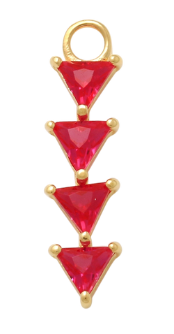 10K Solid Yellow Gold Dangling Multi-Arrow Red Charm