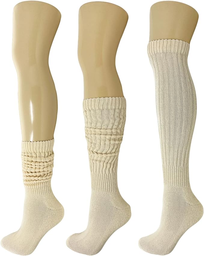 Cotton Slouch Boot Socks for Women Shoe Size 5-10 - 3 Pairs