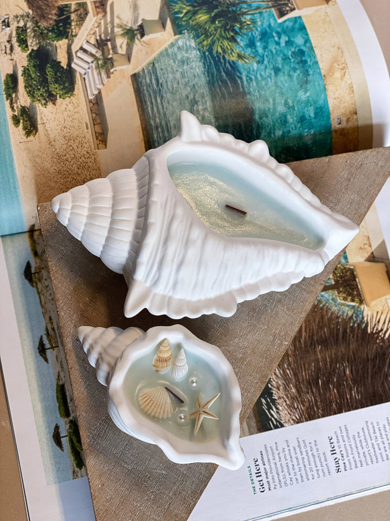 Ocean’s Whisper Scented Candle in Jesmonite Shell