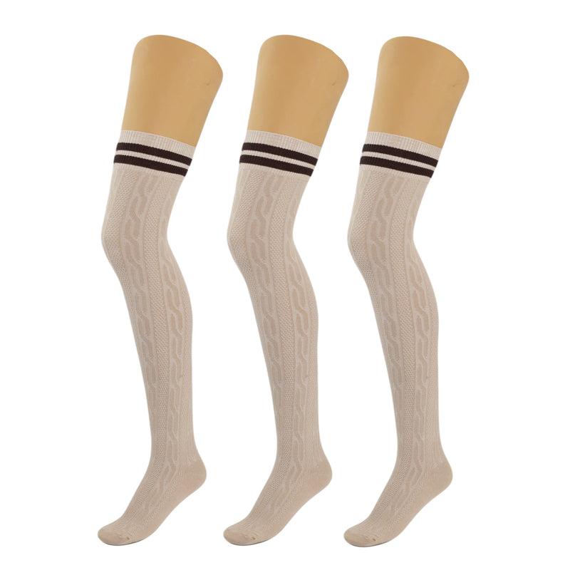 3 Pairs Over Knee Thigh High Socks for Women US Size 5-10 Warm Boot Stockings