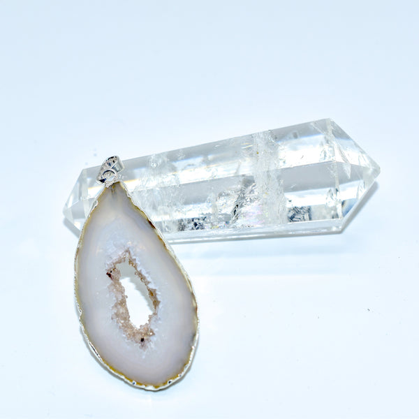 Agate Slice Plated Pendant