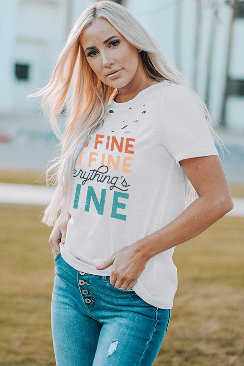 Everything Is Fine Graphic Distressed T Shirt