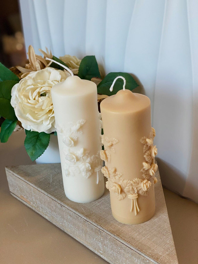 Floral Pillar Soy Wax Scented Candle