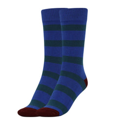 1 Pair - Cotton Crew Socks With Stripe Patterned Casual Socks