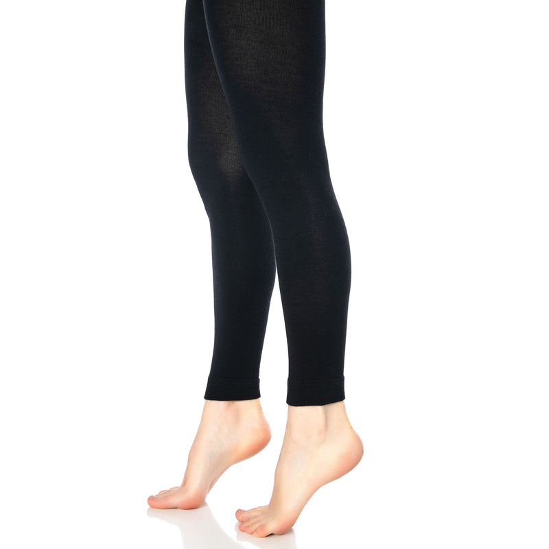 Black Thermal Leggings for Women Microfiber Soft Stretch Full Legging - S-M