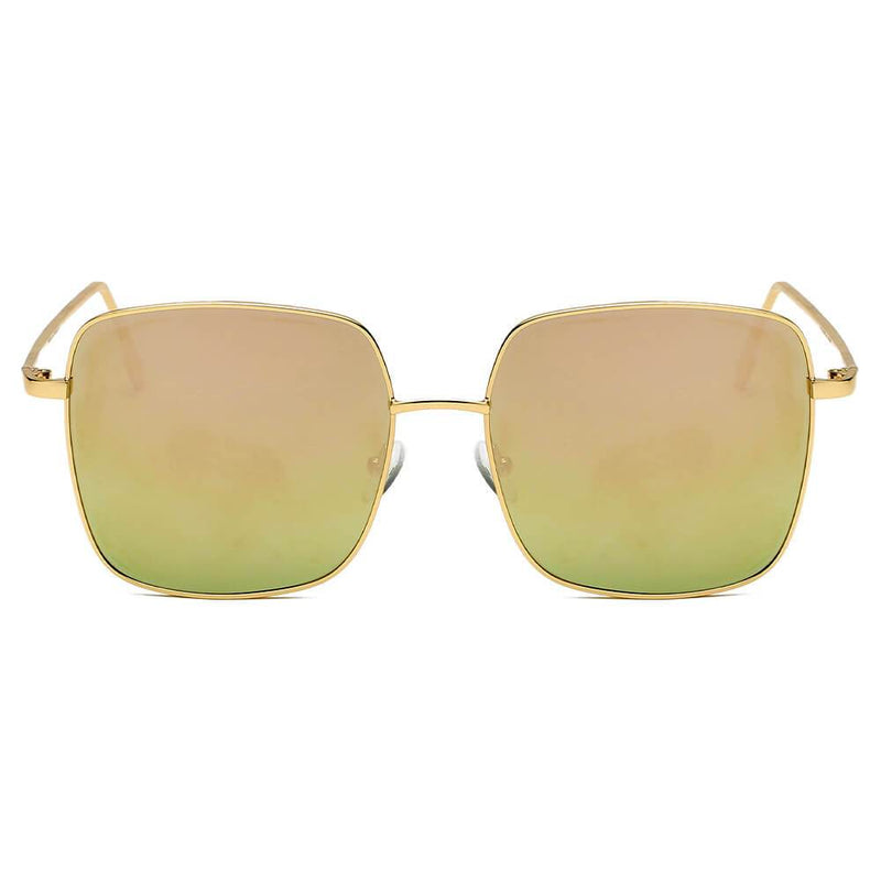 ENOCH | S2068 - Women Metal Flat Lens Square Sunglasses