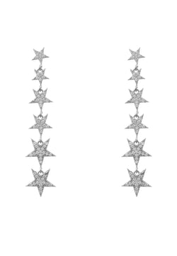 Graduated Star Drop Earrings Sterling Silver