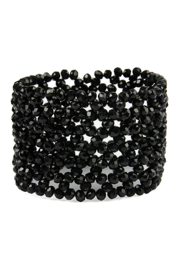 Glass Beads Mesh Wide Stretch Bracelet