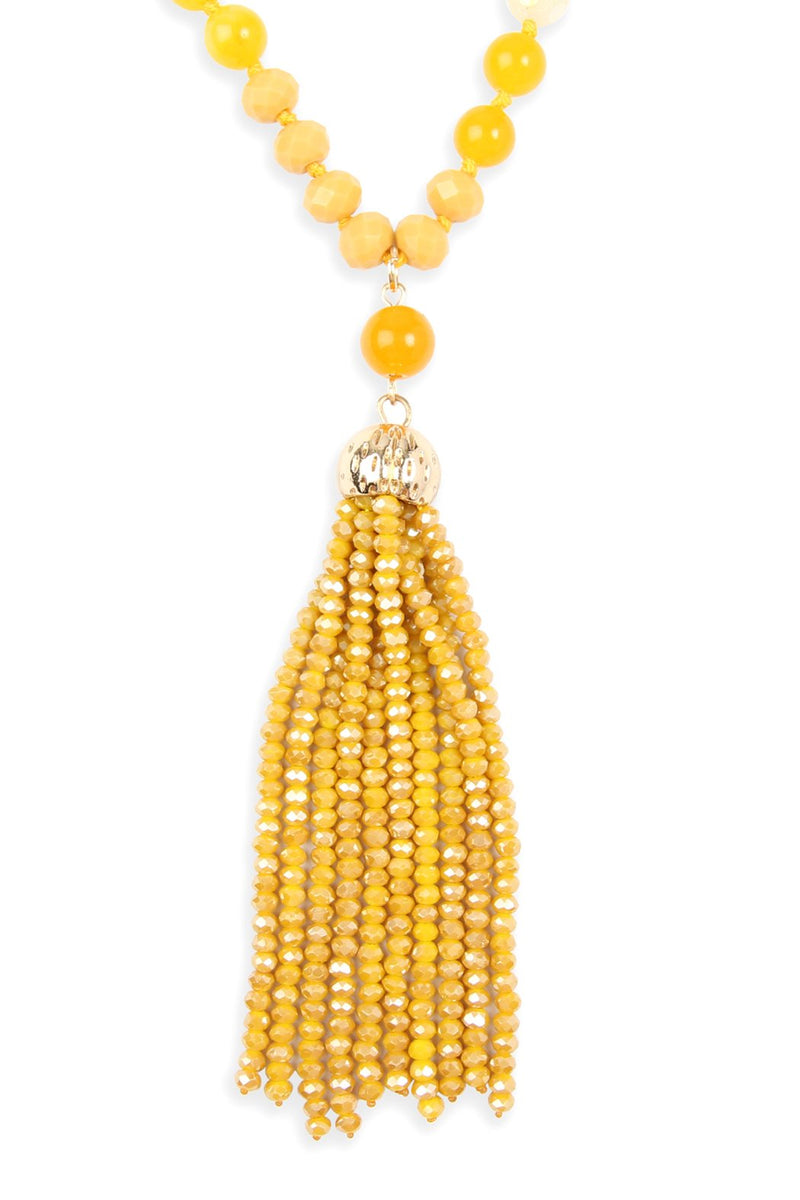 Hdn2237 - Beaded Tassel Pendant Necklace