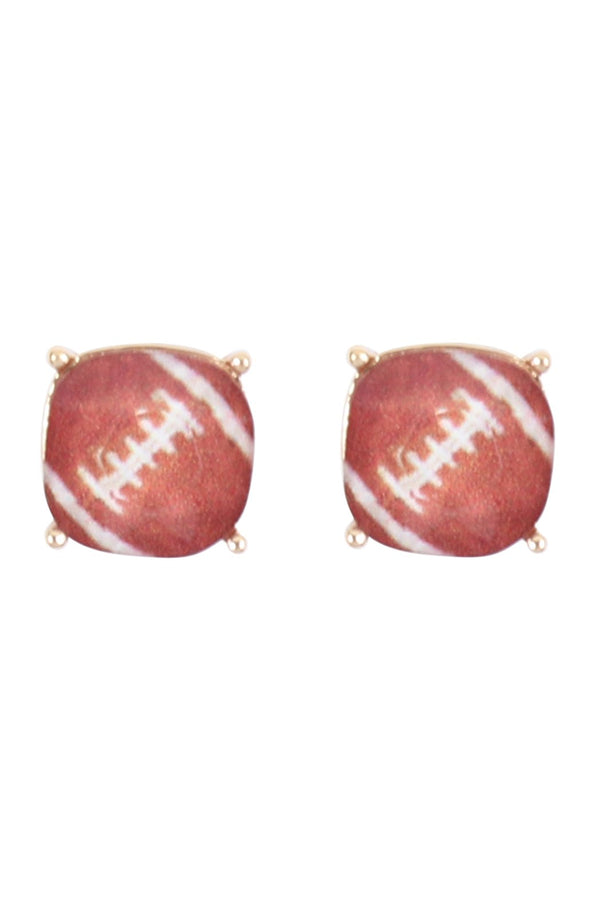 27053 - Sports Cushion Cut Football Stud Earrings