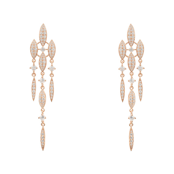Valencia Statement Drop Earring White CZ Rose Gold