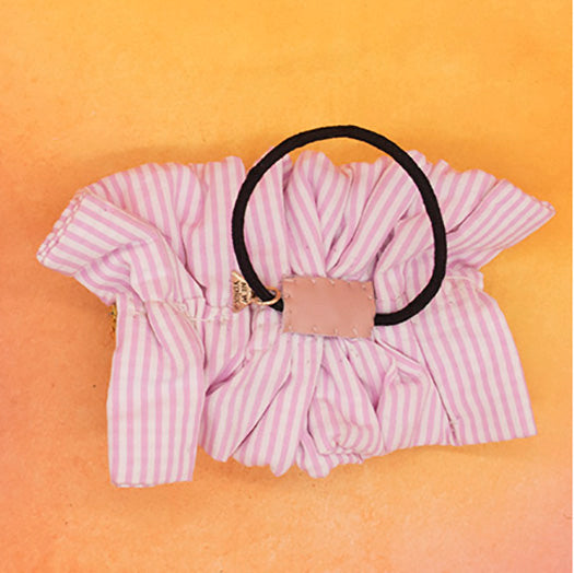 Pink Hudson Stripe Ruffle- Hair Ties