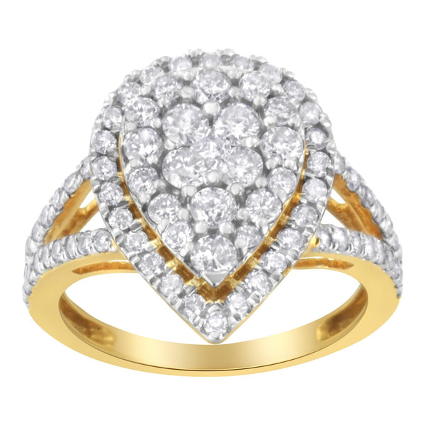 2 Micron Yellow Plated Sterling Silver Diamond Cluster Ring (1 1/2 Cttw, J-K Color, I1-I2 Clarity)