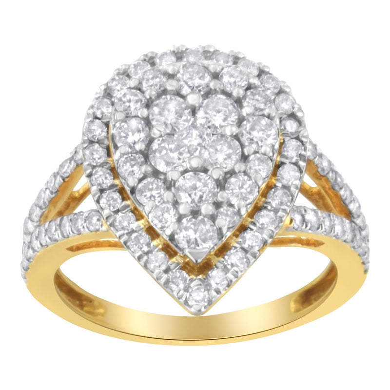 2 Micron Yellow Plated Sterling Silver Diamond Cluster Ring (1 1/2 Cttw, J-K Color, I1-I2 Clarity)