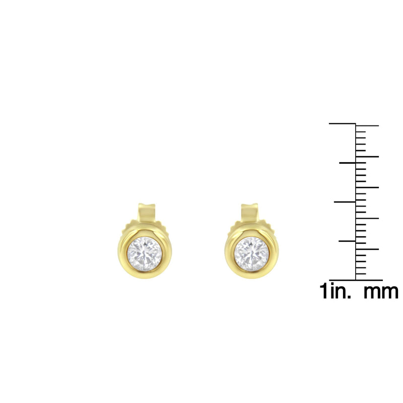 10K White Gold 1/4 Cttw Round Brilliant-Cut Near Colorless Diamond Bezel-Set Stud Earrings (H-I Color, I1-I2 Clarity)