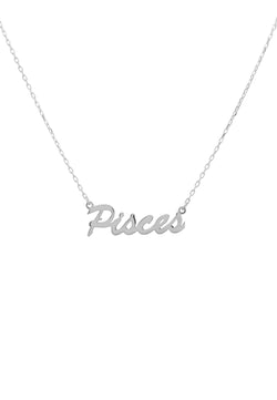 Zodiac Star Sign Name Necklace Silver Pisces