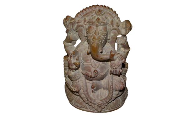Handcrafted Sculpture in Soapstone Elephant Head God Ganesha