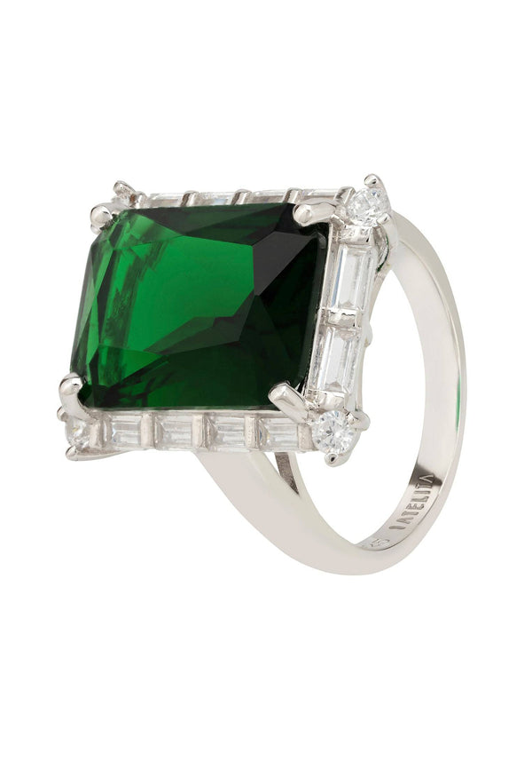 Tudor Silver Ring Emerald