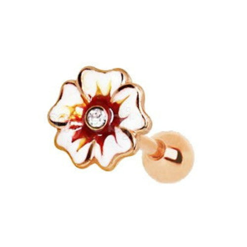 Rose Gold Hawaiian Hibiscus Flower Cartilage Earring