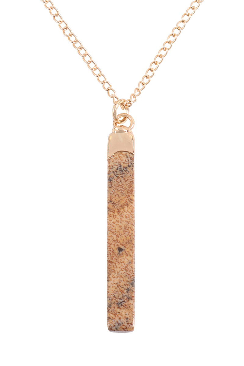Hdn3120 - Bar Stone Pendant Necklace