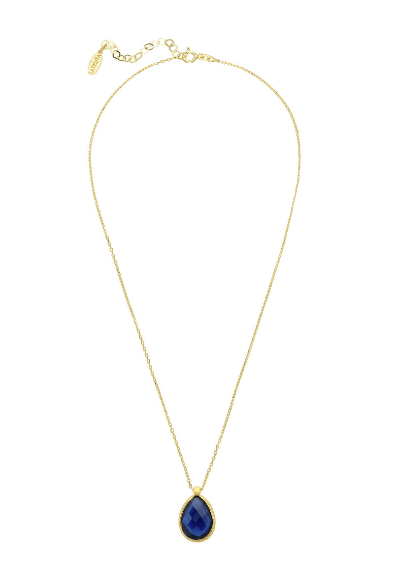 Petite Drop Necklace Gold Sapphire Hydro