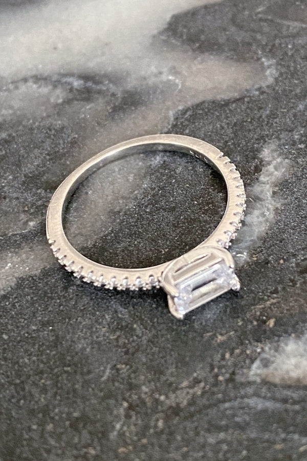 Single Stone Sterling Silver Ring